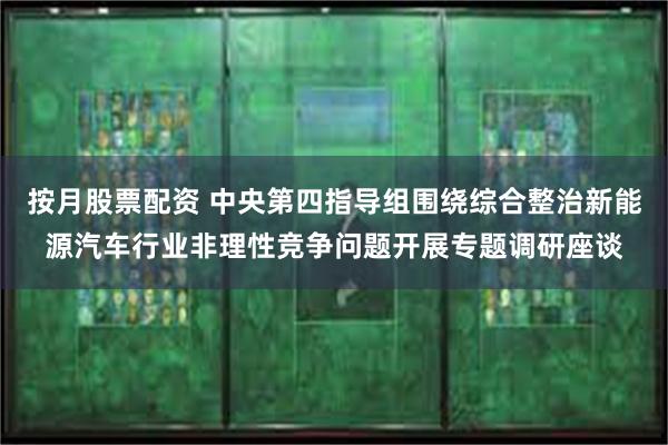 按月股票配资 中央第四指导组围绕综合整治新能源汽车行业非理性竞争问题开展专题调研座谈